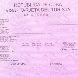 Roze toeristenkaart visum Cuba